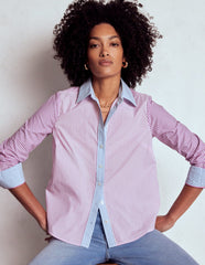 Boden Sienna Cotton Shirt - Hotched, Multi Stripe