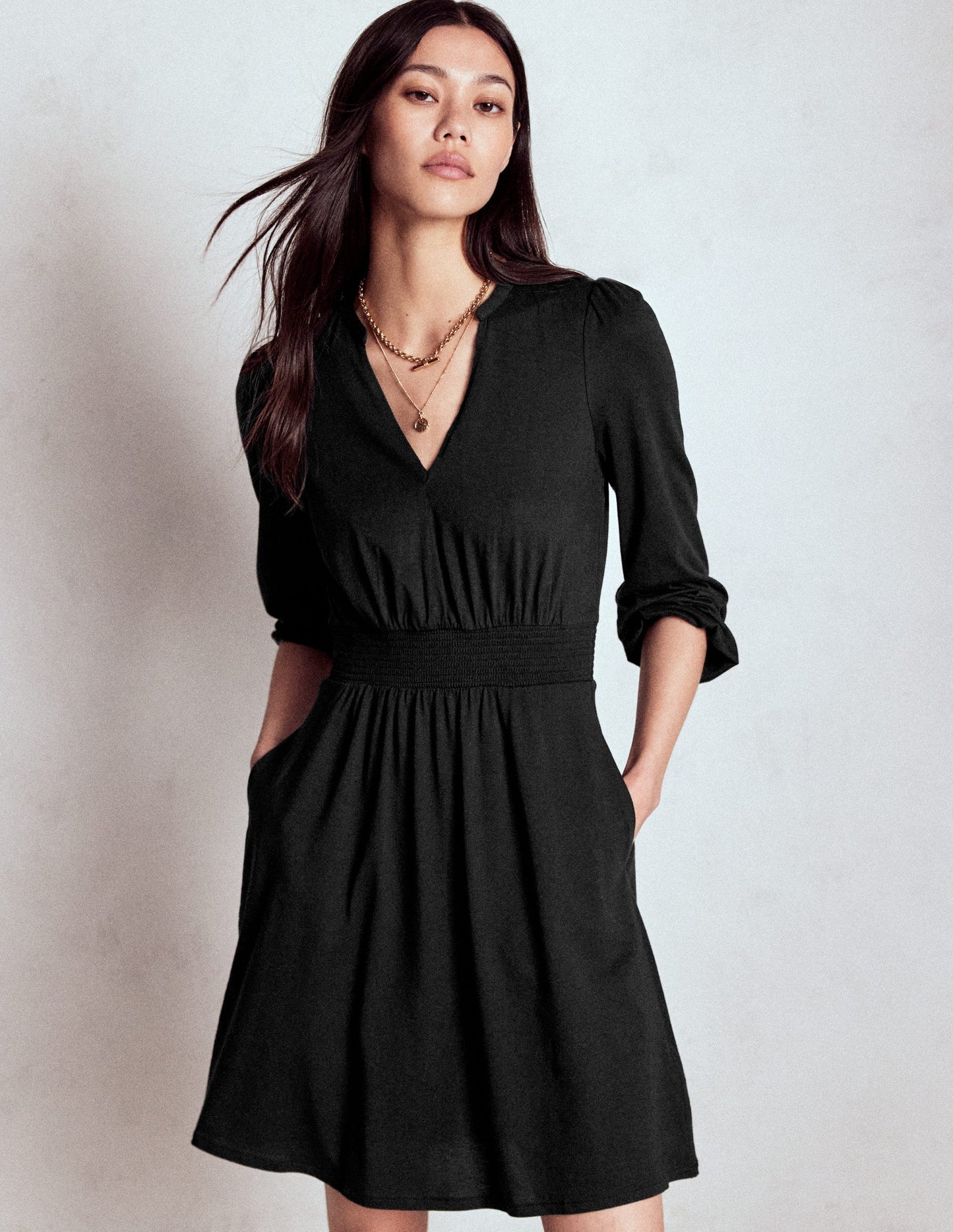 Boden Sarah Short Jersey Dress - Black