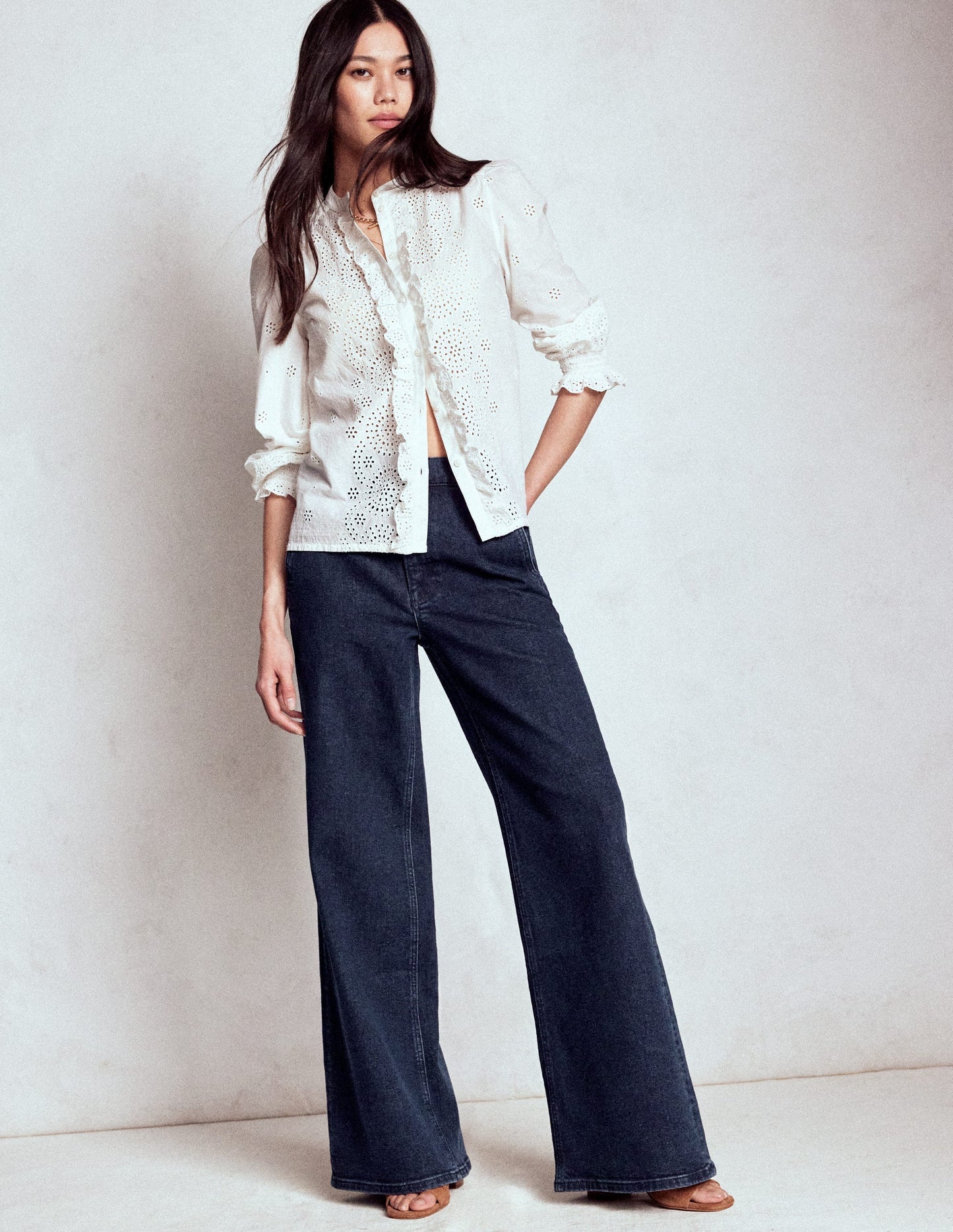 Boden High Rise Clean Wide Jeans - Dark Vintage