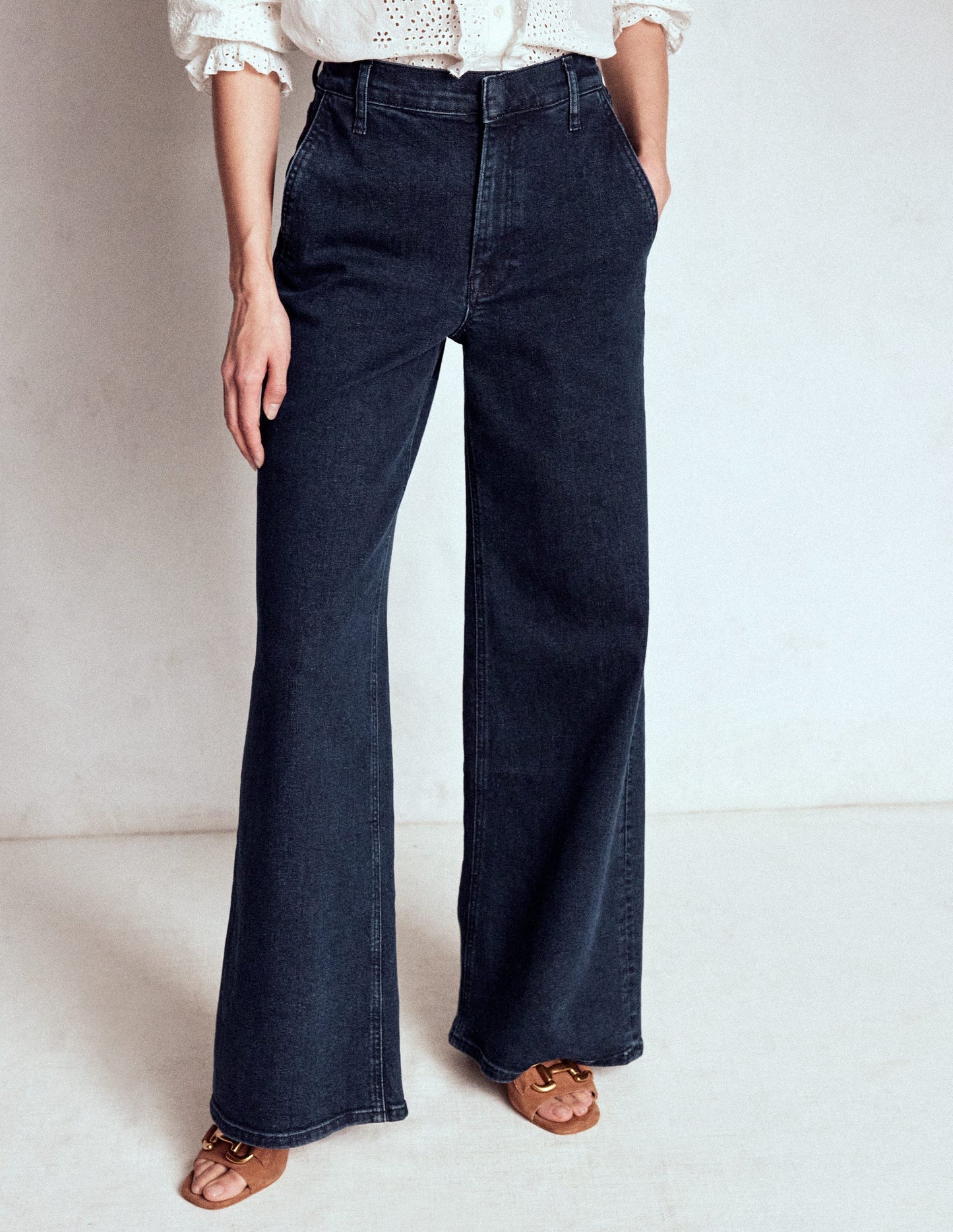 Boden High Rise Clean Wide Jeans - Dark Vintage