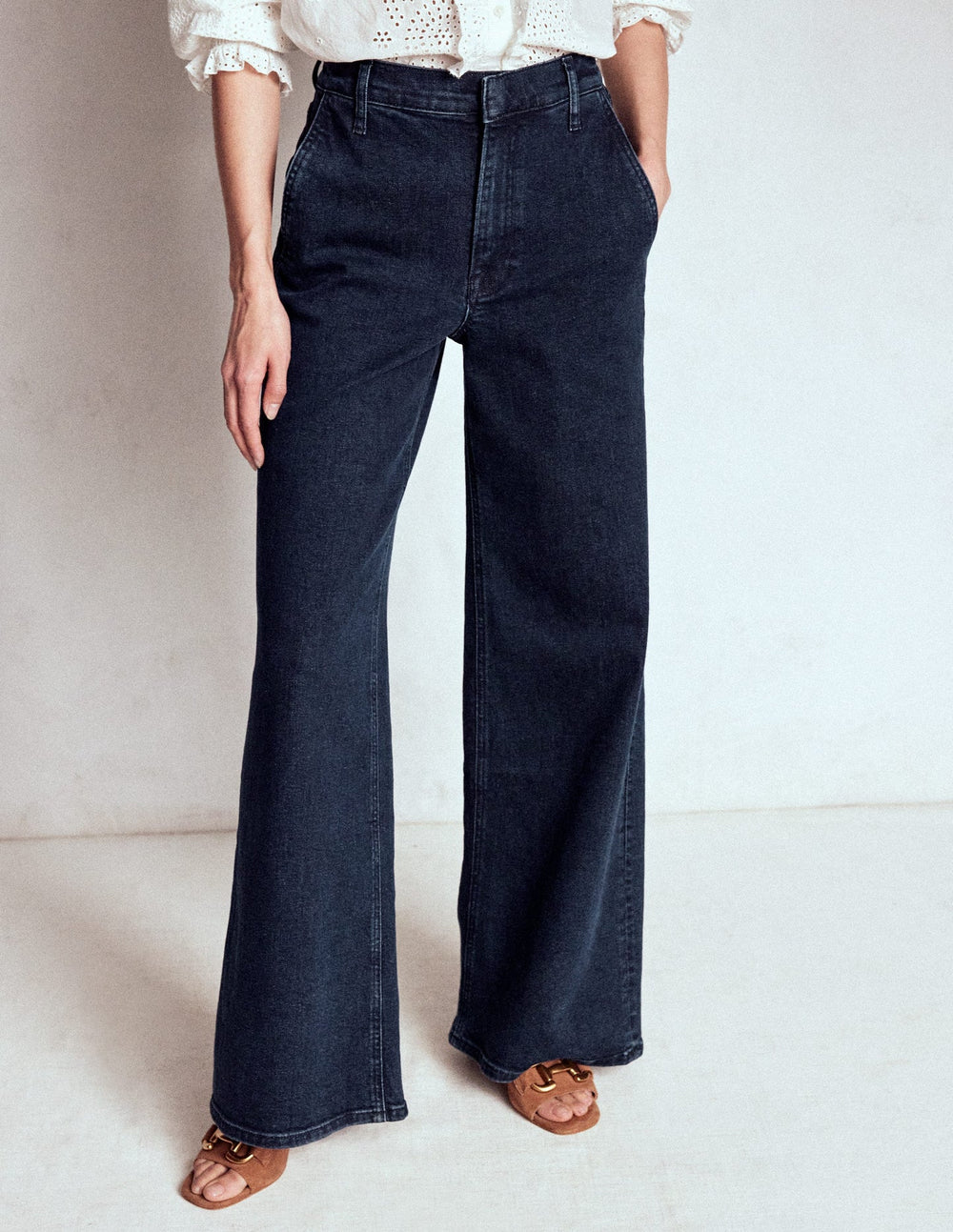 Boden High Rise Clean Wide Jeans - Dark Vintage