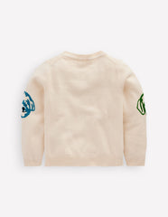 Boden Fun Logo Sweater - Warm Ivory Dogs