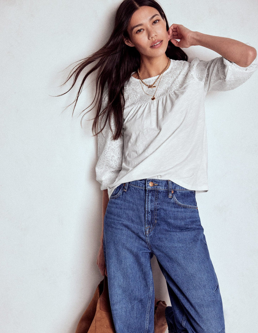 Boden May Broderie Top - White