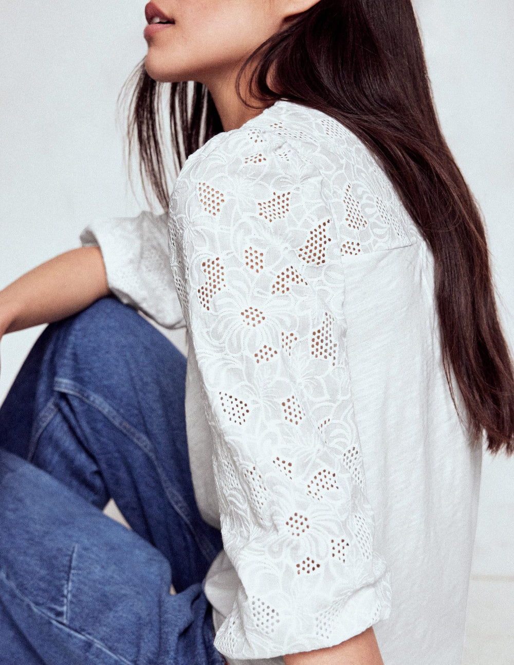 Boden May Broderie Top - White