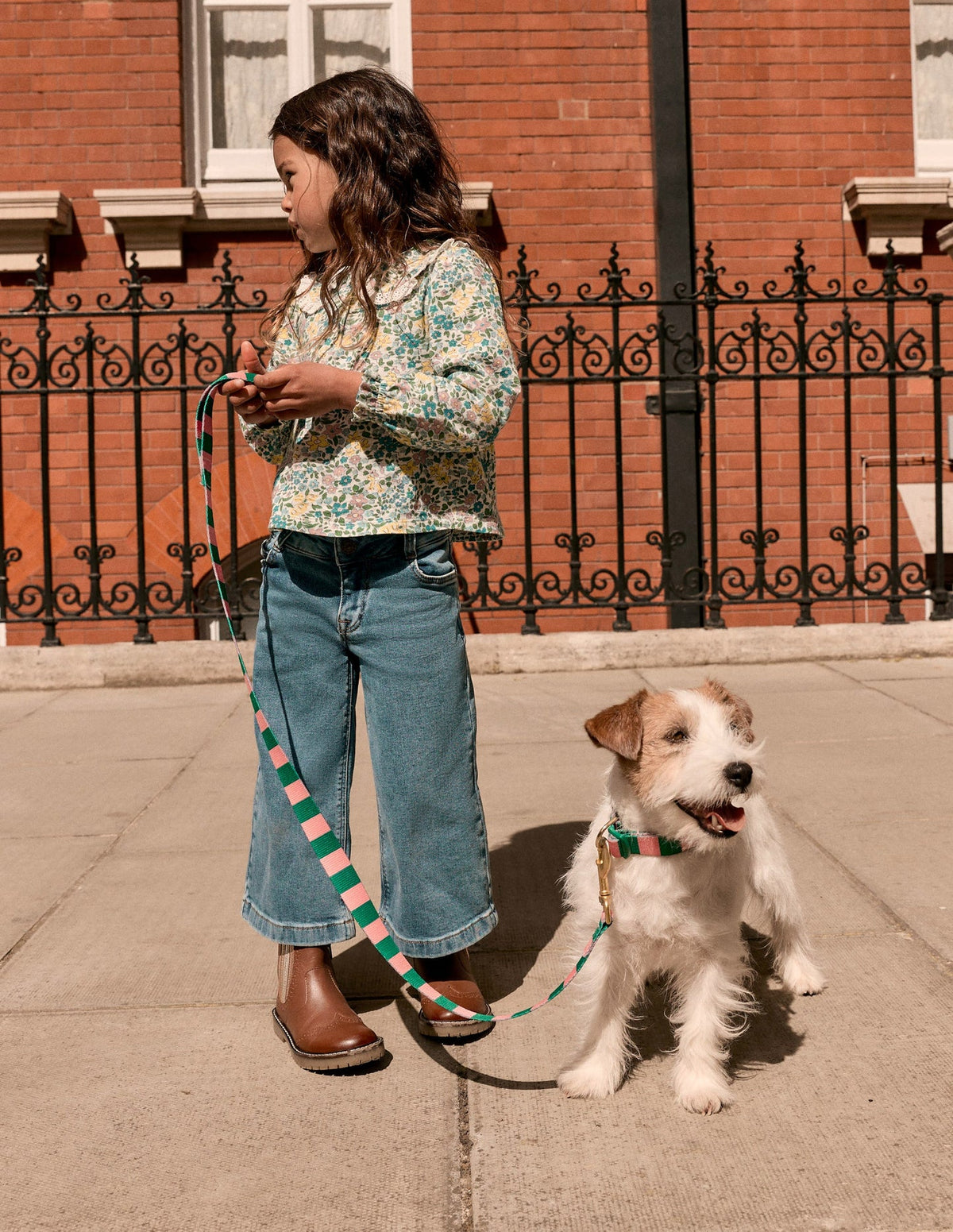 Boden Collared Slub Top - Pear Green Flowerbed