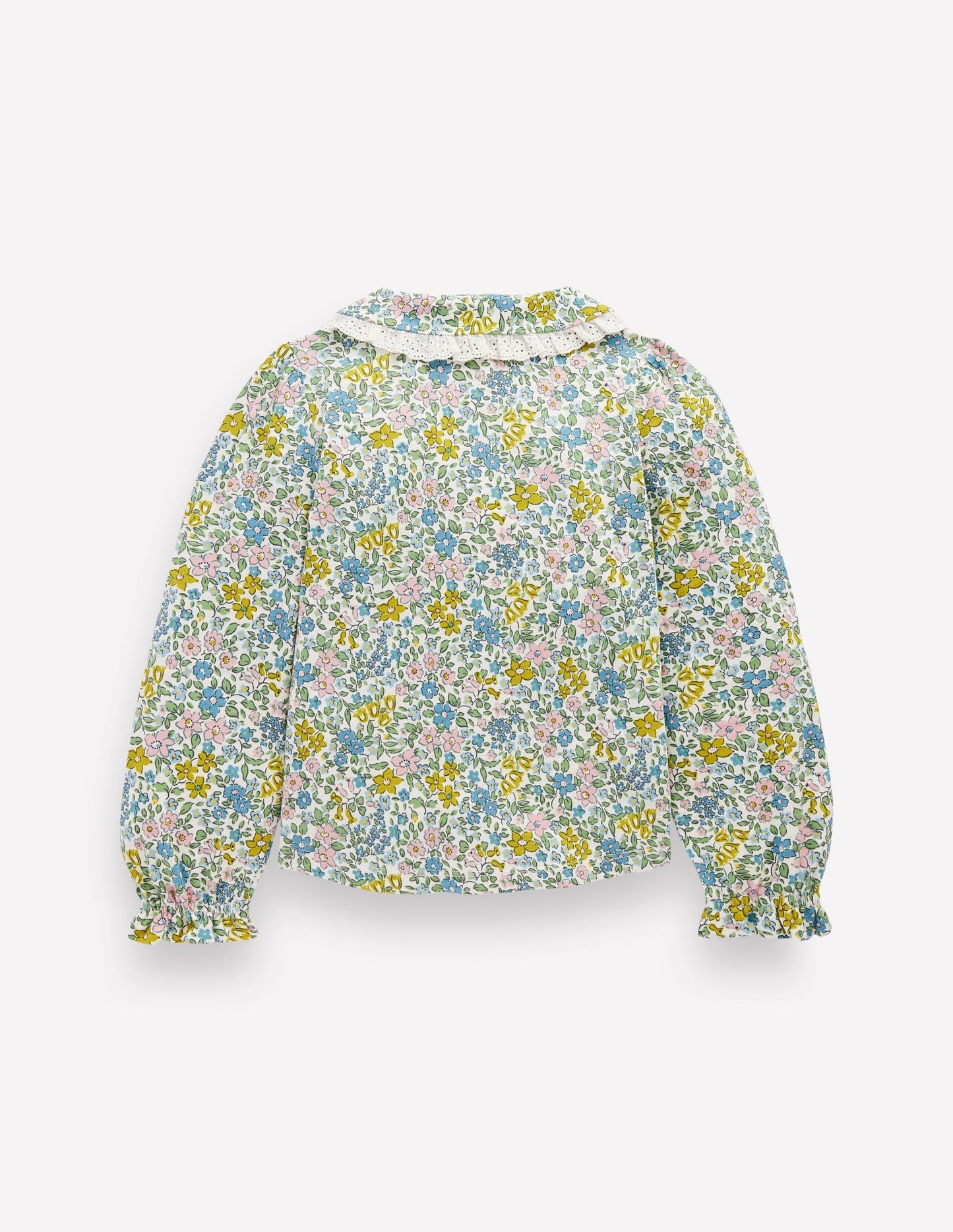 Boden Collared Slub Top - Pear Green Flowerbed