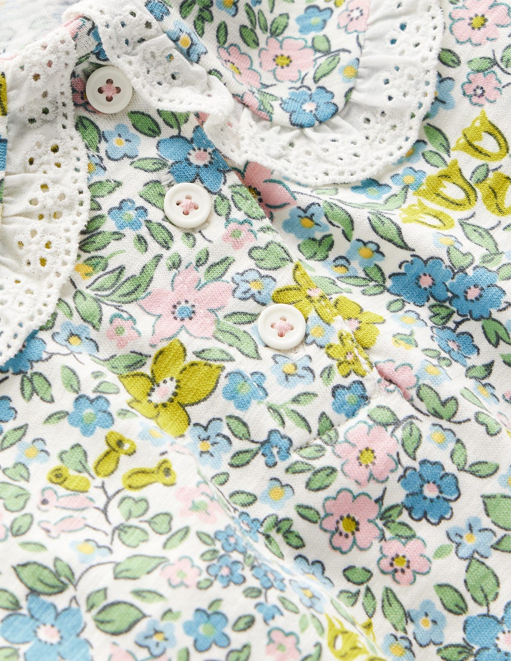 Boden Collared Slub Top - Pear Green Flowerbed