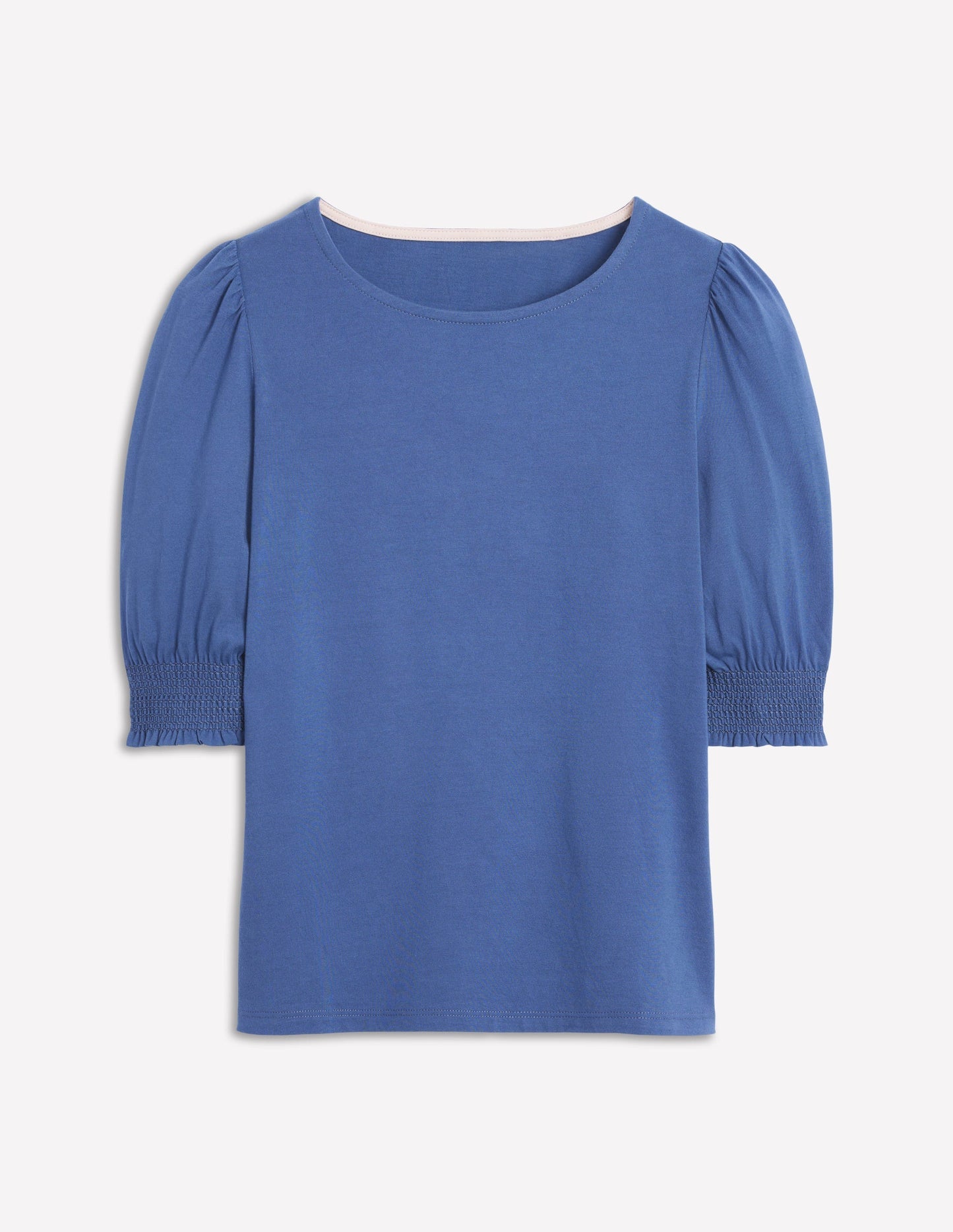 Boden Short Sleeve Smocked Cuff Top - Denim Blue