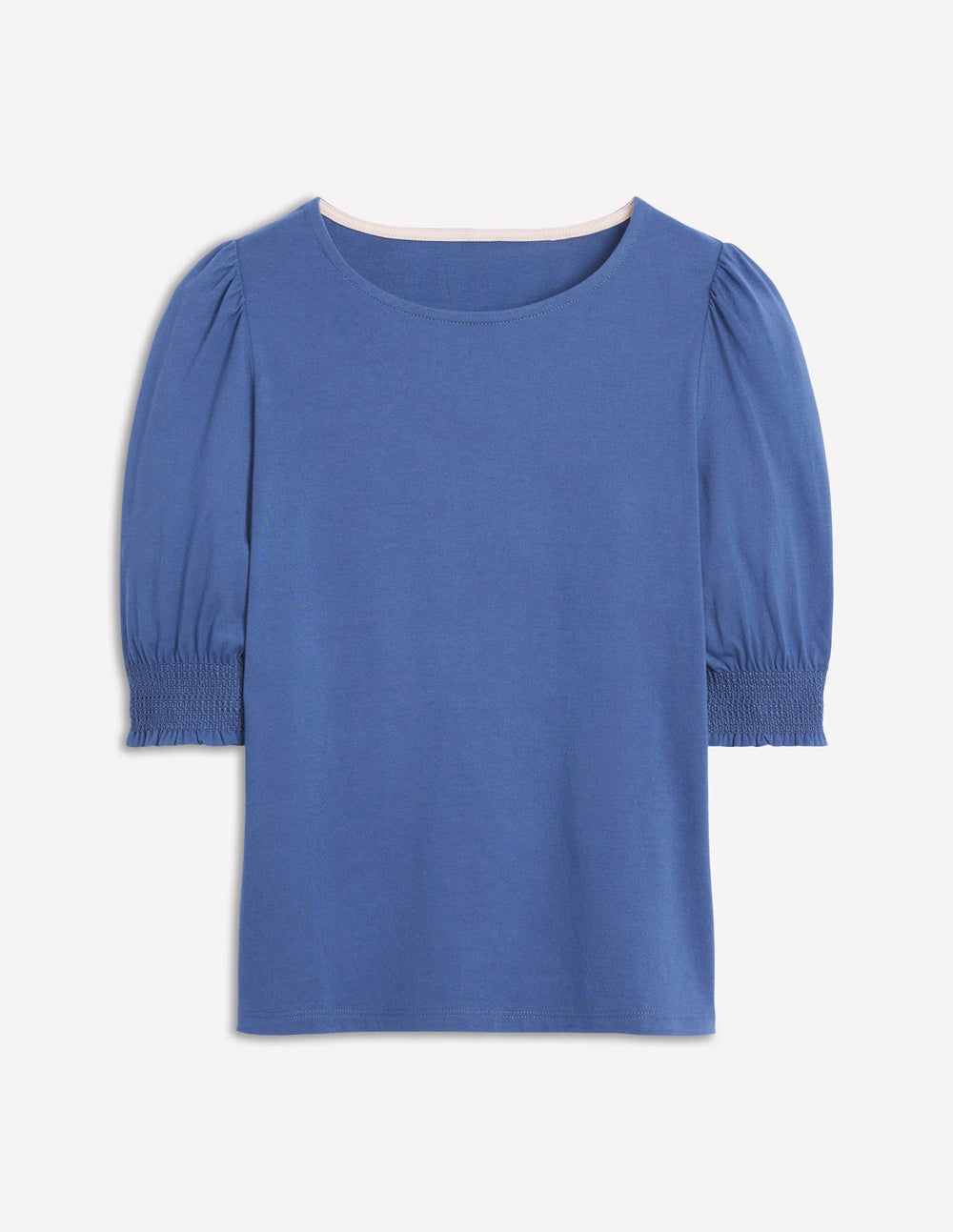 Boden Short Sleeve Smocked Cuff Top - Denim Blue