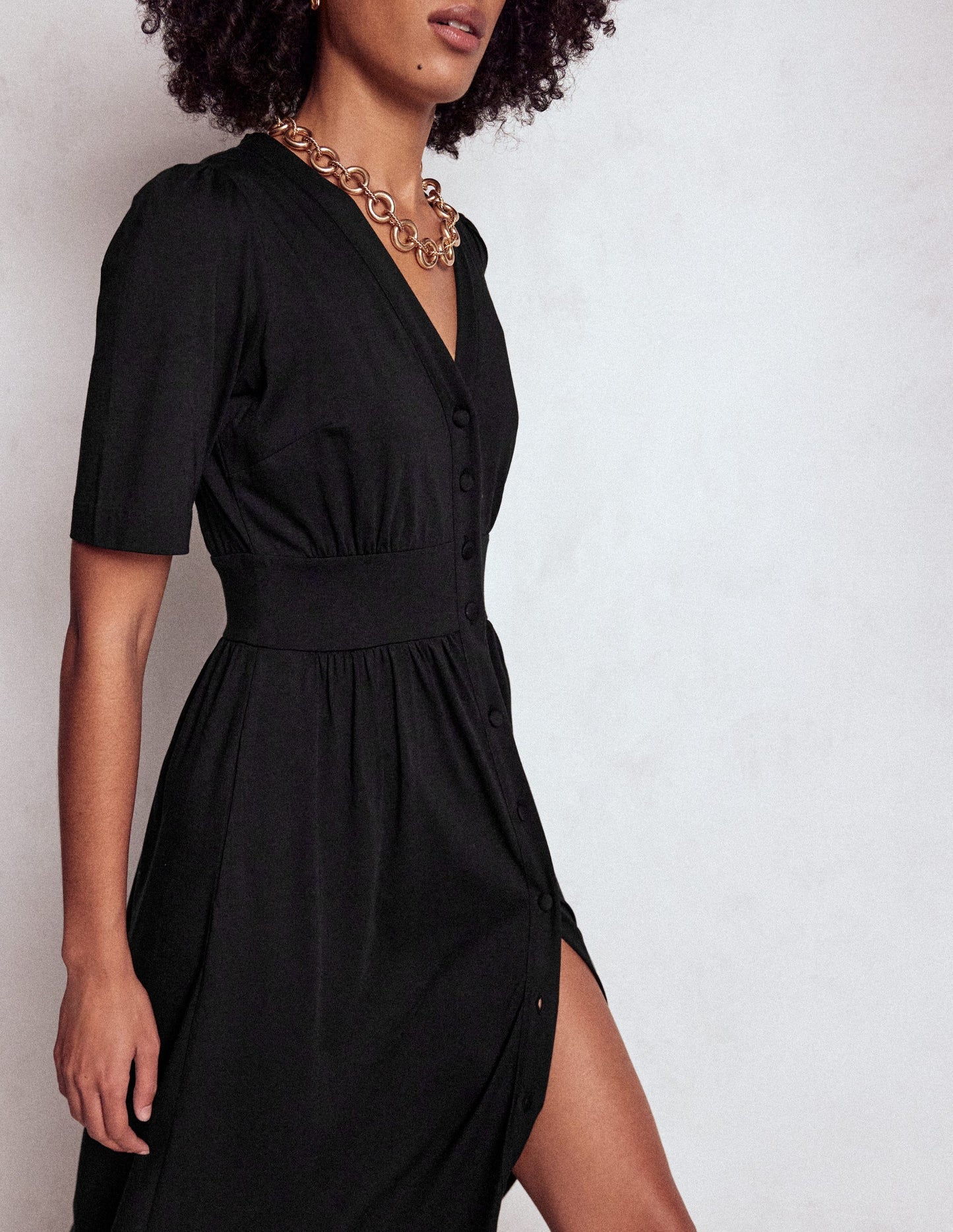 Boden Natalia Jersey Tea Dress - Black