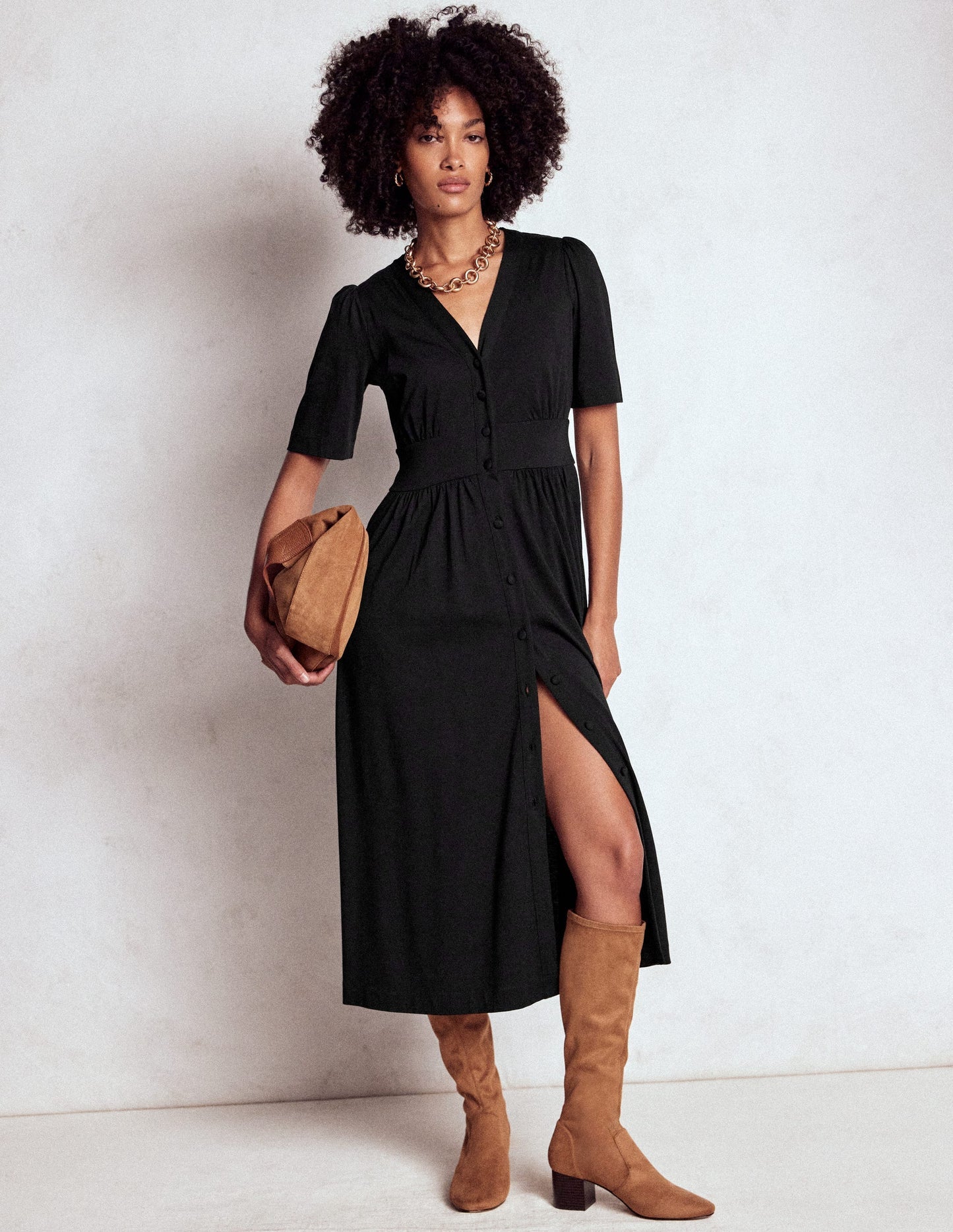 Boden Natalia Jersey Tea Dress - Black