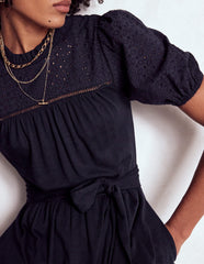 Boden Lorelei Broderie Jersey Dress - Navy