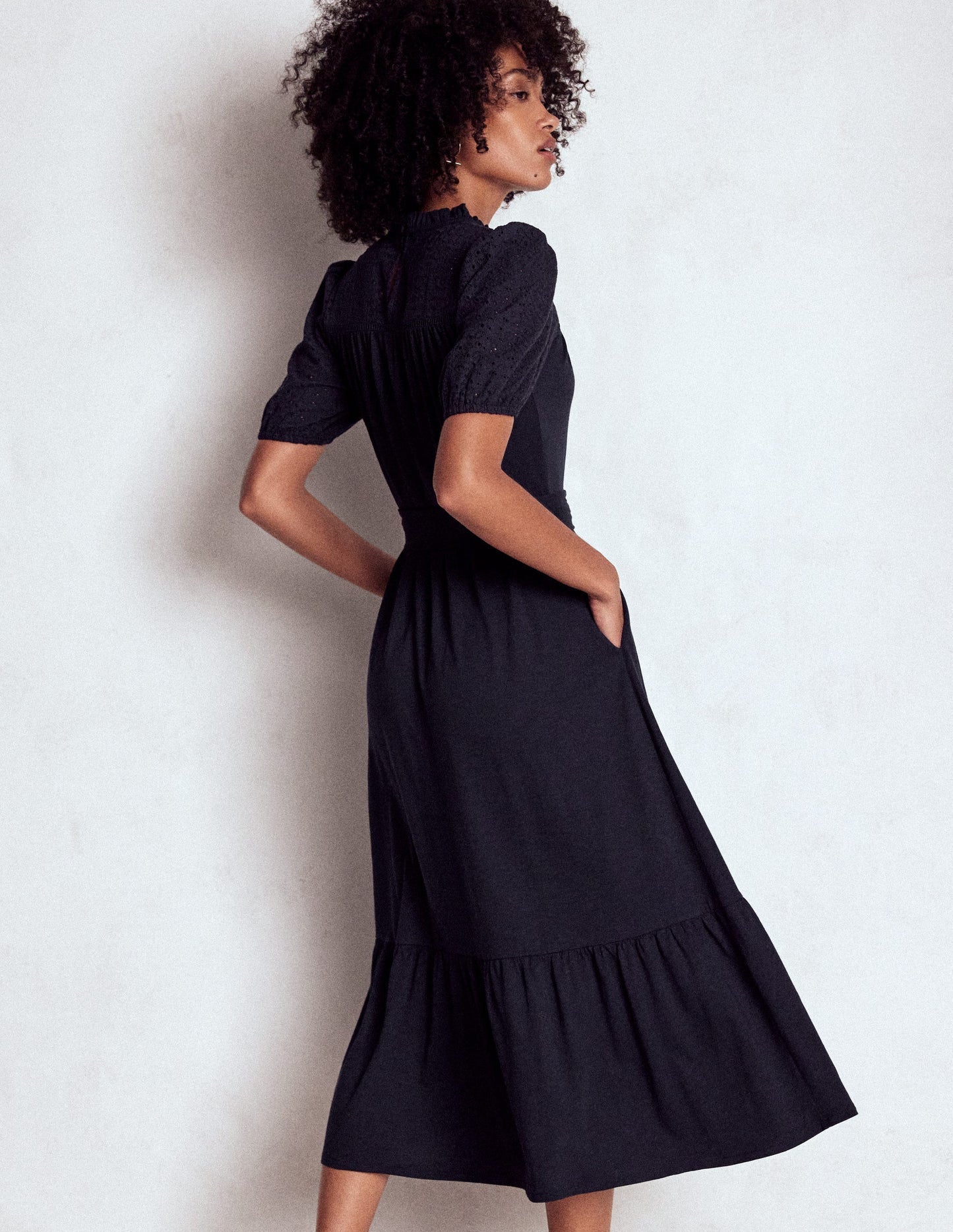 Boden Lorelei Broderie Jersey Dress - Navy