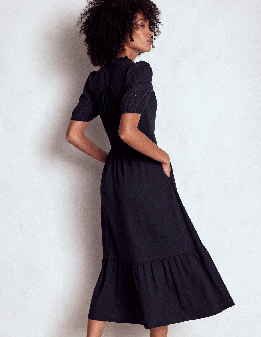 Boden Lorelei Broderie Jersey Dress - Navy