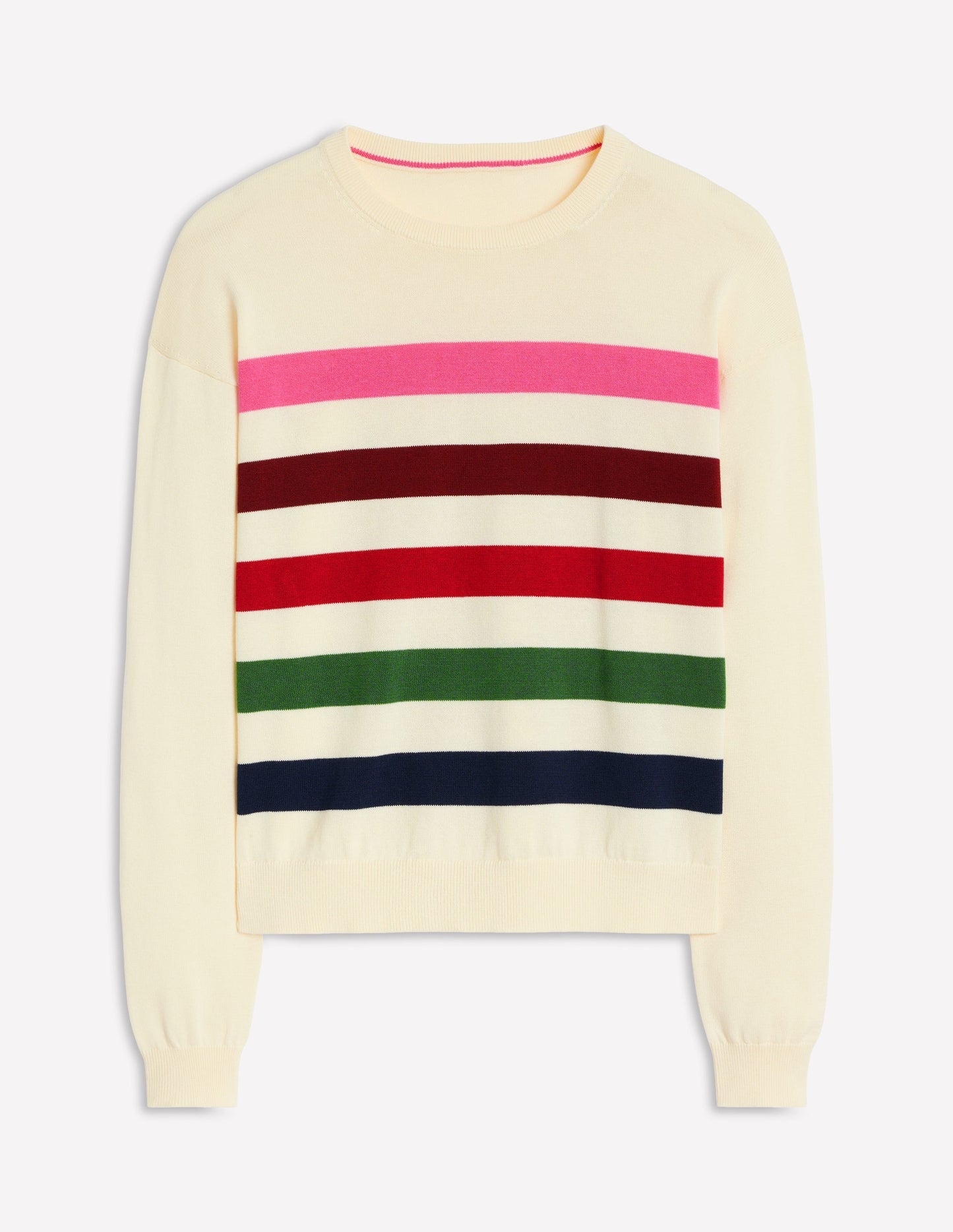 Boden Lara Relaxed Cotton Jumper - Ivory, Multi Stripe