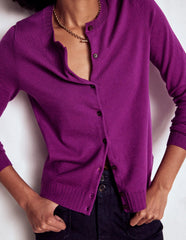 Boden Emilia Cotton Crew Cardigan - Regal Purple