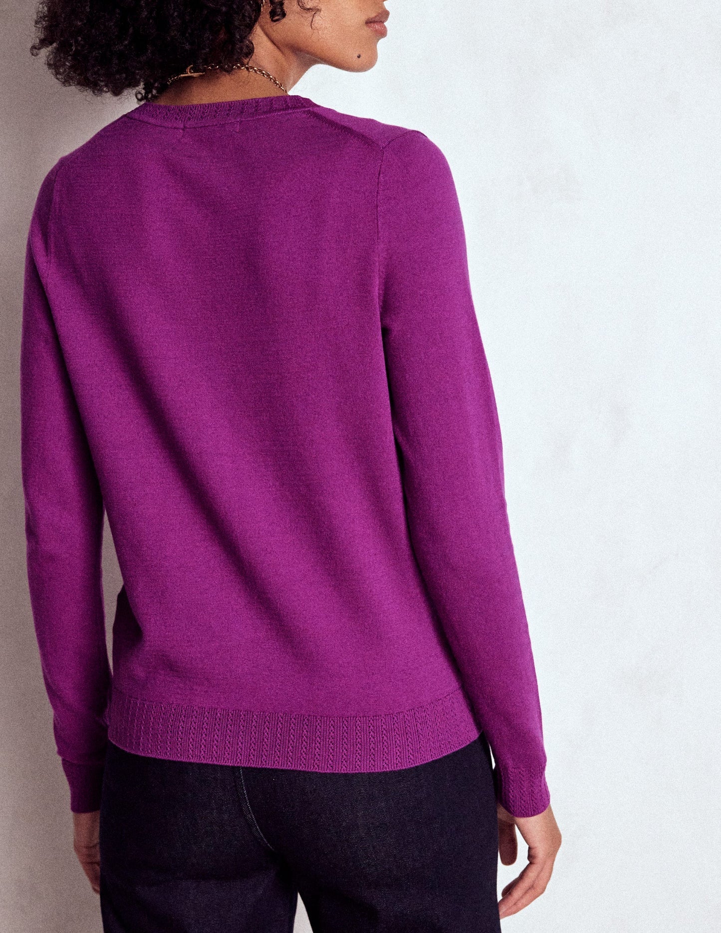 Boden Emilia Cotton Crew Cardigan - Regal Purple