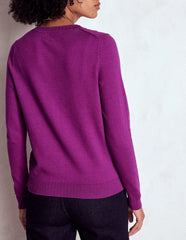 Boden Emilia Cotton Crew Cardigan - Regal Purple