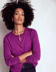 Boden Emilia Cotton Crew Cardigan - Regal Purple