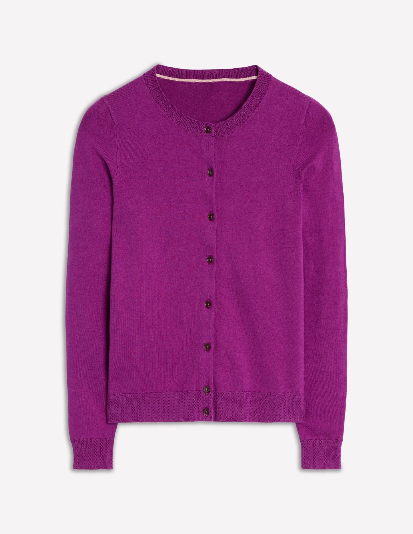 Boden Emilia Cotton Crew Cardigan - Regal Purple