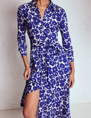 Boden Marcia Jersey Shirt Dress - Bright Blue, Leafy Grove