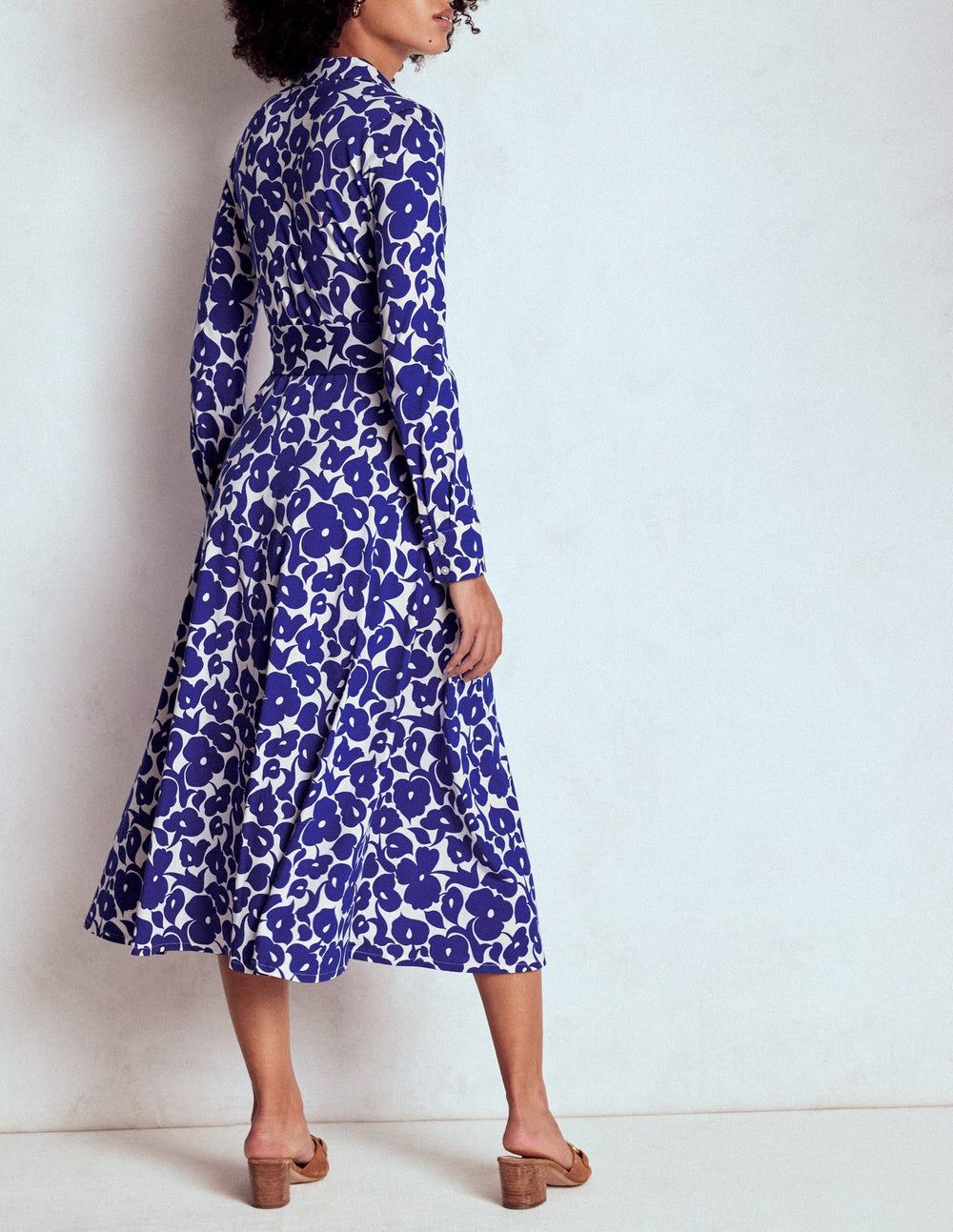 Boden Marcia Jersey Shirt Dress - Bright Blue, Leafy Grove