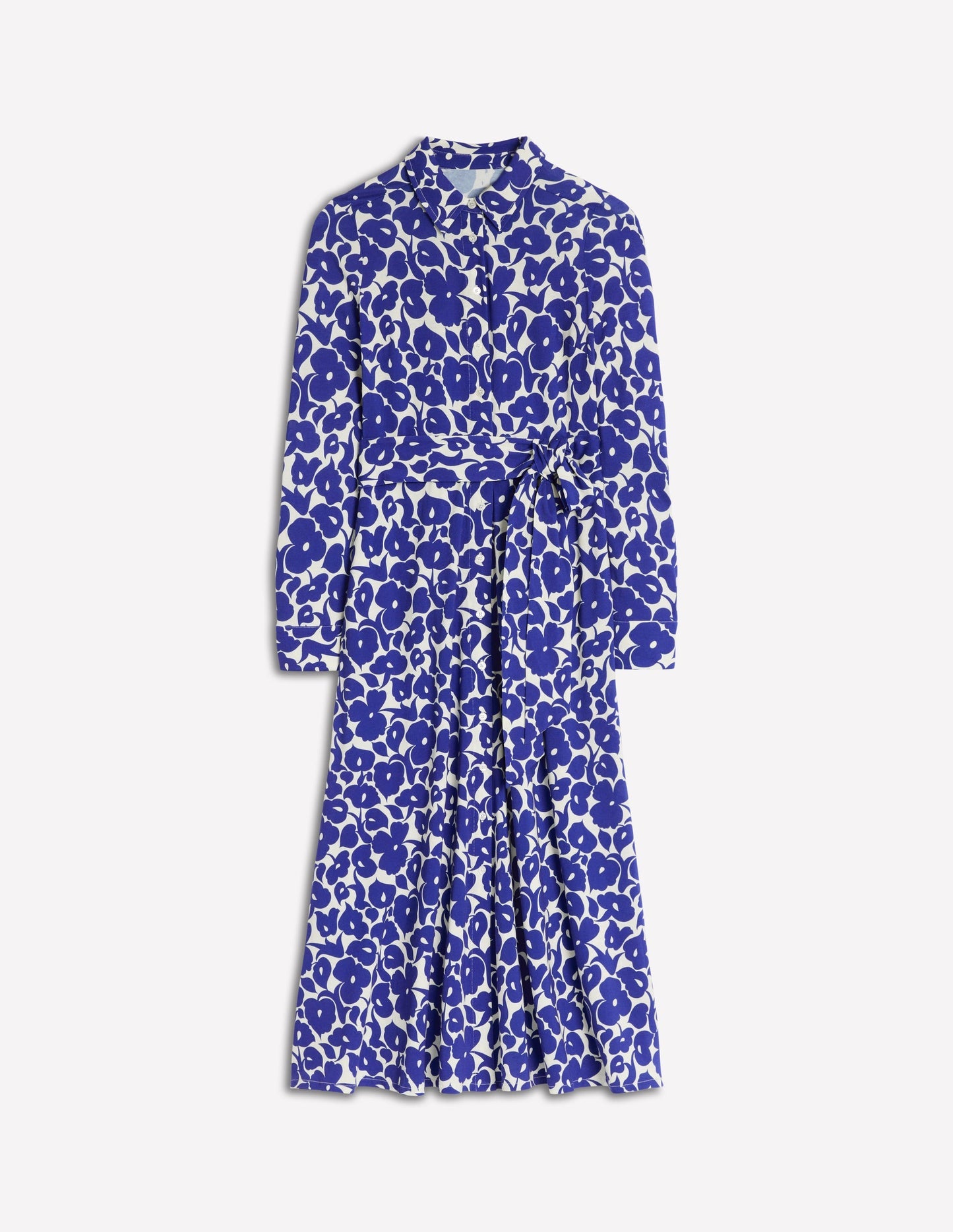 Boden Marcia Jersey Shirt Dress - Bright Blue, Leafy Grove