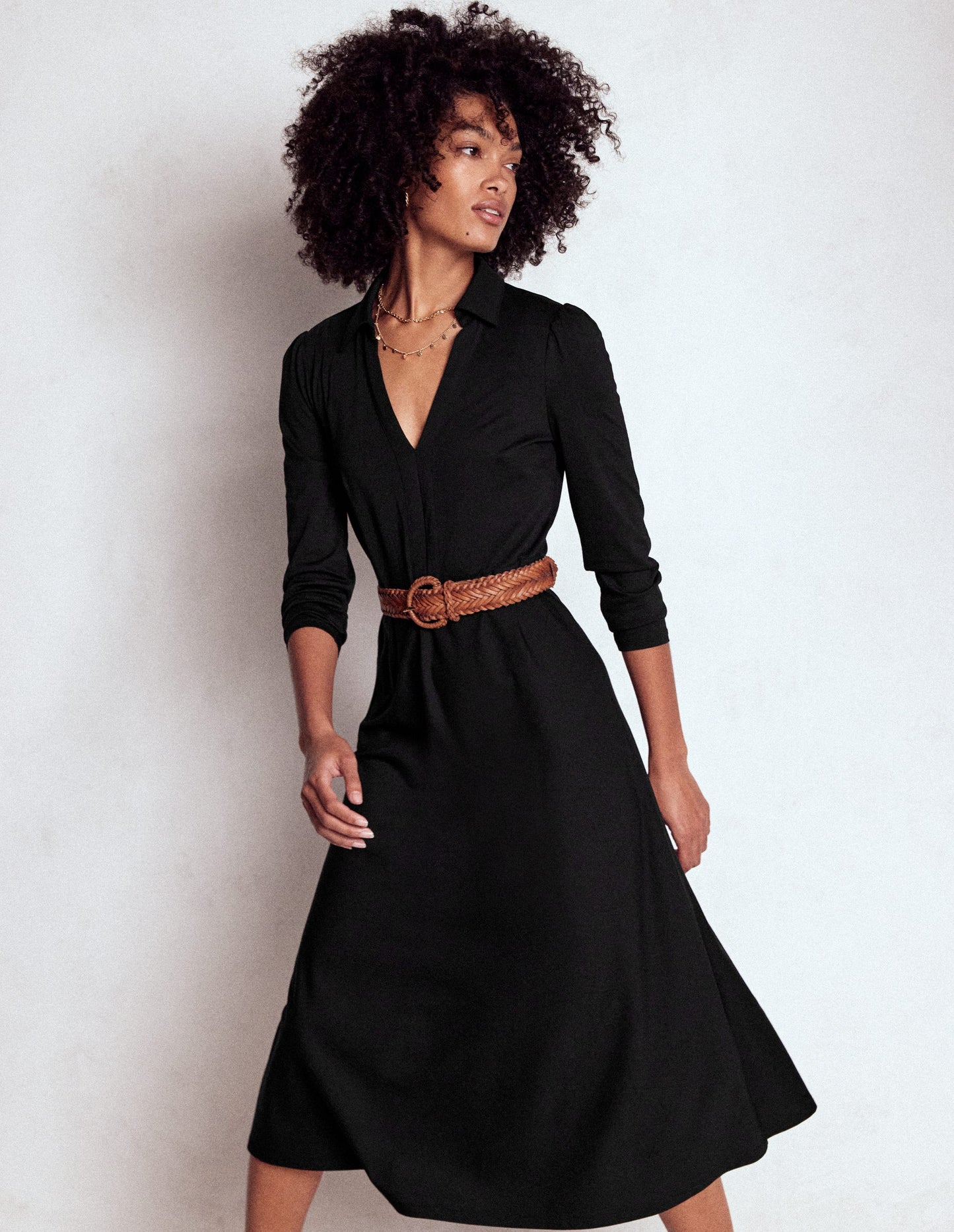 Boden Imogen Collared Jersey Dress - Black
