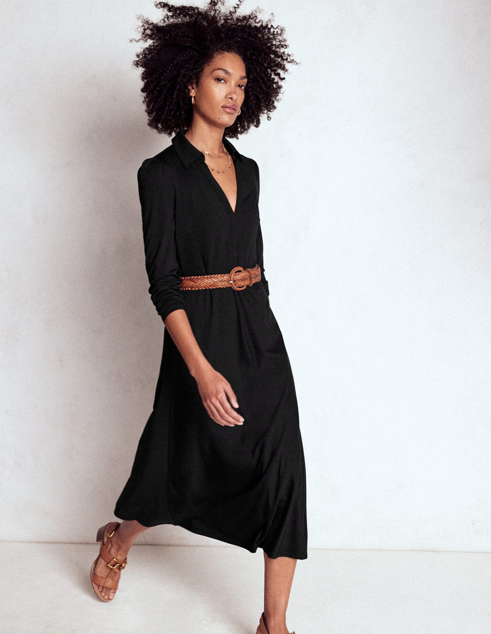 Boden Imogen Collared Jersey Dress - Black