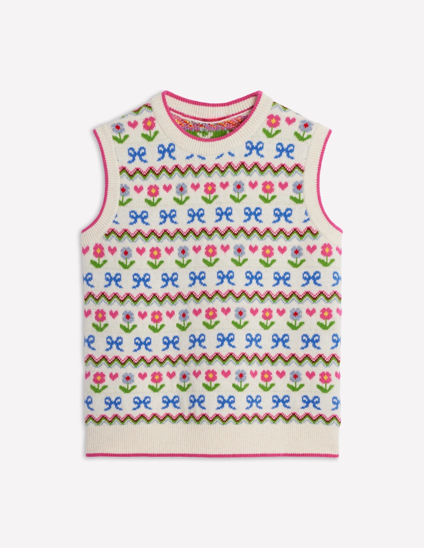 Boden Edie Fair Isle Vest - Oatmeal Melange, Flowers