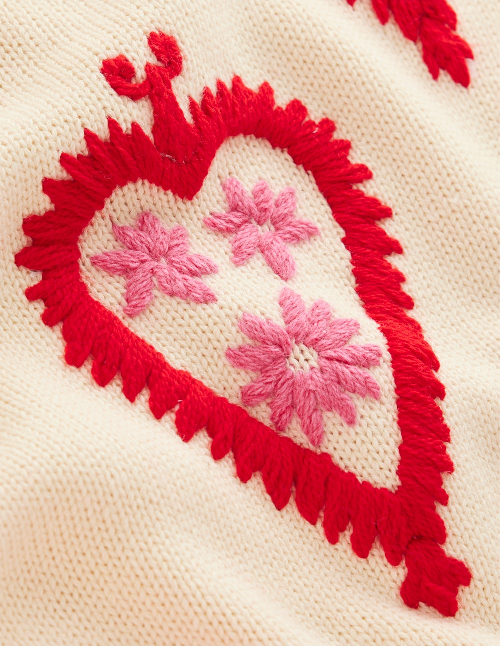 Boden Graphic Embroidered Sweater - Warm Ivory, Hearts