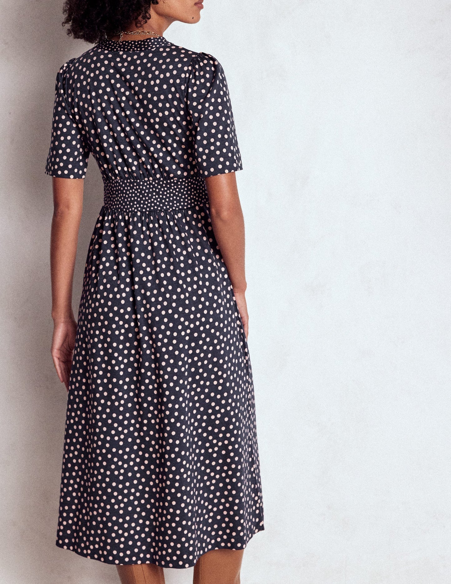 Boden Natalia Jersey Tea Dress - French Navy, Ballet Slipper