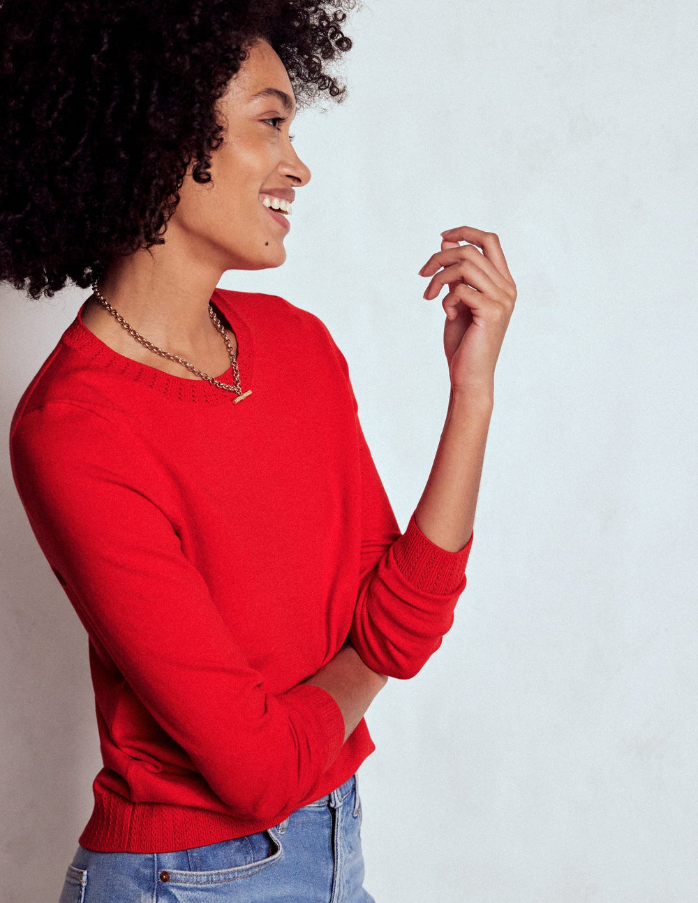 Boden Emilia Cotton Crew Sweater - Poppy Red