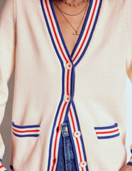Boden Long Cotton V - neck Cardigan - Warm Ivory