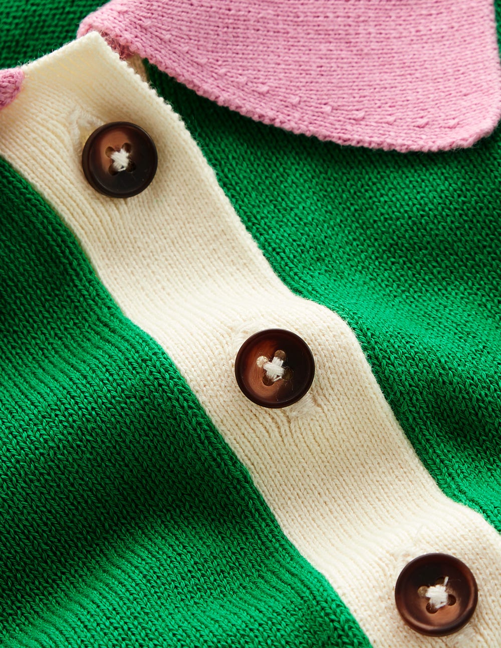 Boden Lara Relaxed Cotton Henley - Rich Emerald Colour Block