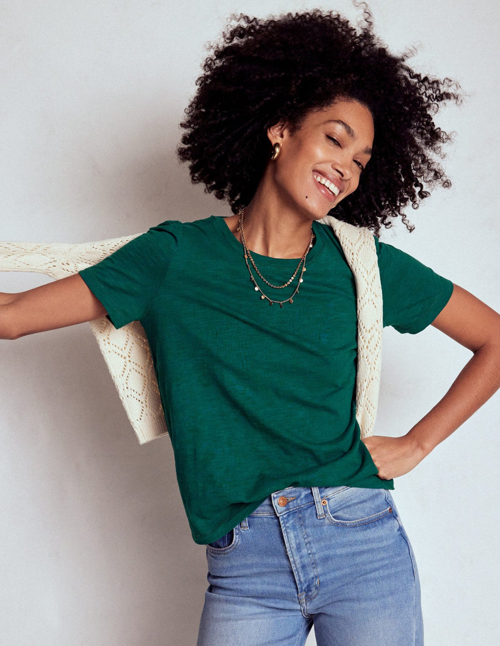 Boden Cotton Puff Sleeve T-shirt - Drake Green