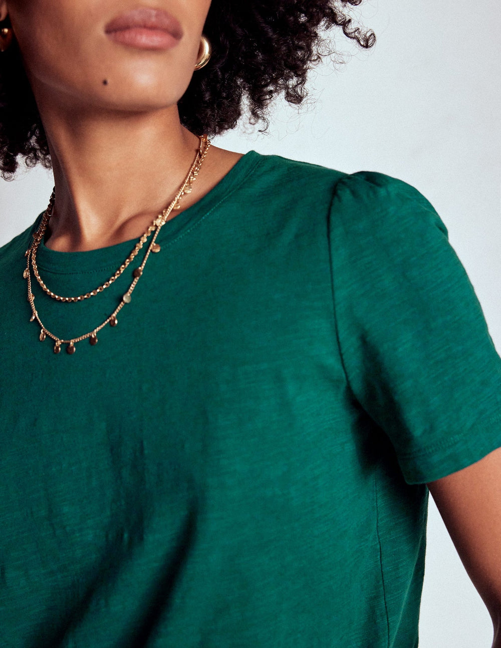Boden Cotton Puff Sleeve T-shirt - Drake Green
