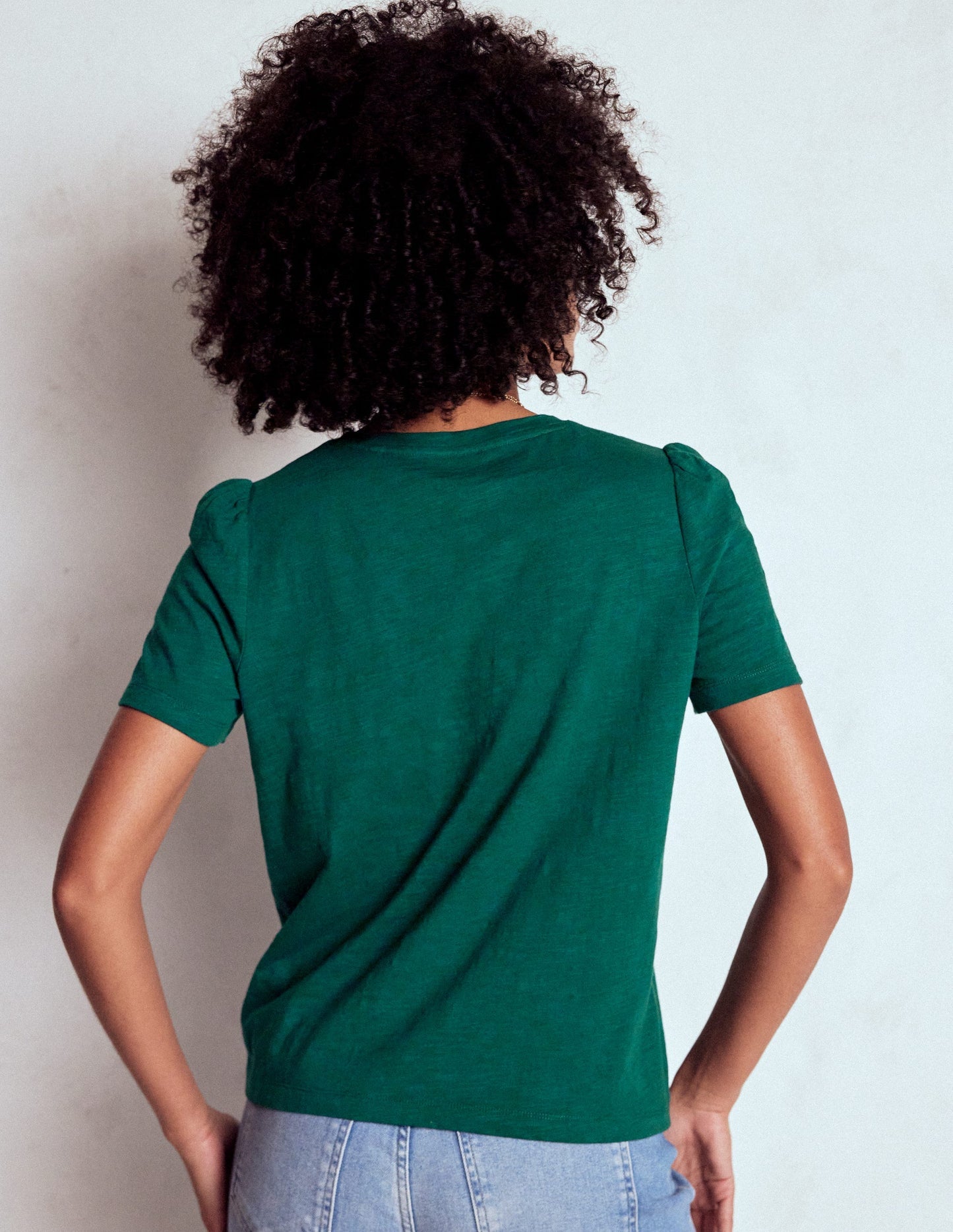 Boden Cotton Puff Sleeve T-shirt - Drake Green