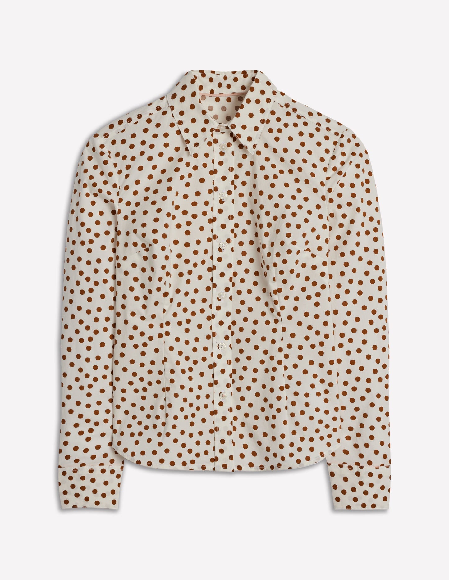 Boden Saskia Stretch Cotton Shirt - Cognac, Painted Dot