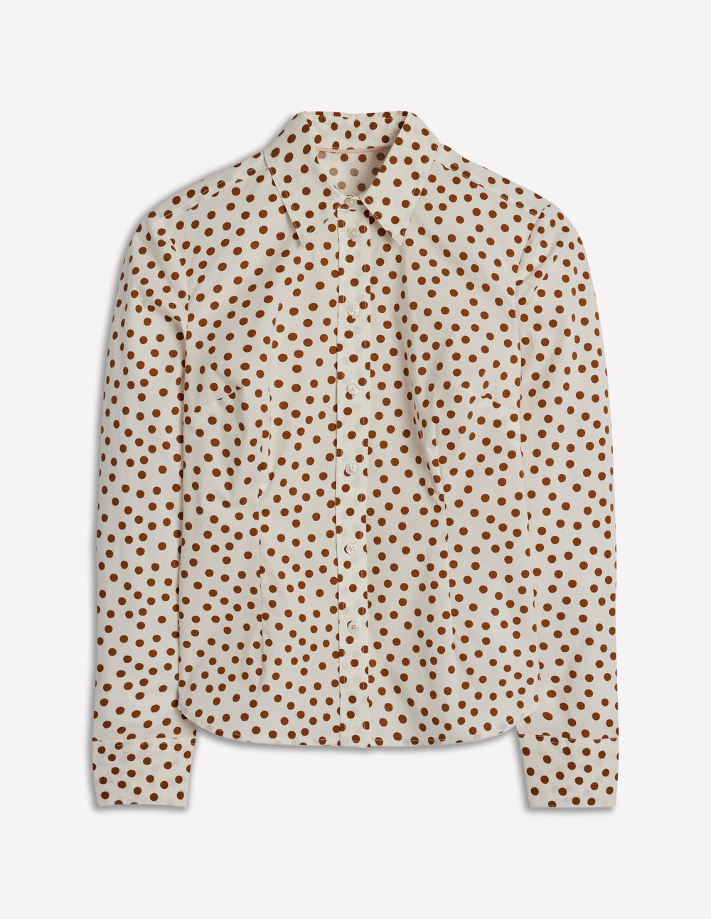 Boden Saskia Stretch Cotton Shirt - Cognac, Painted Dot