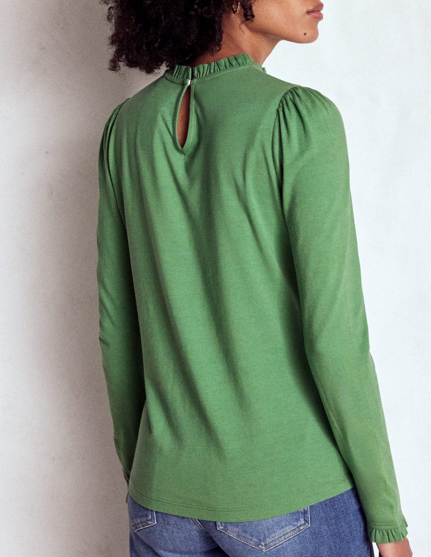 Boden Supersoft Frill Detail Top - Newt Green