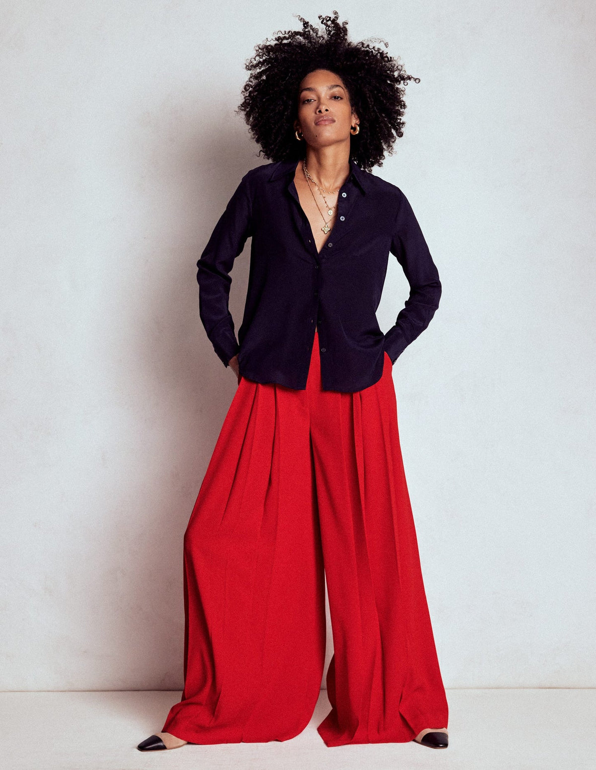 Boden Regent Wide Leg Pants - Poppy Red