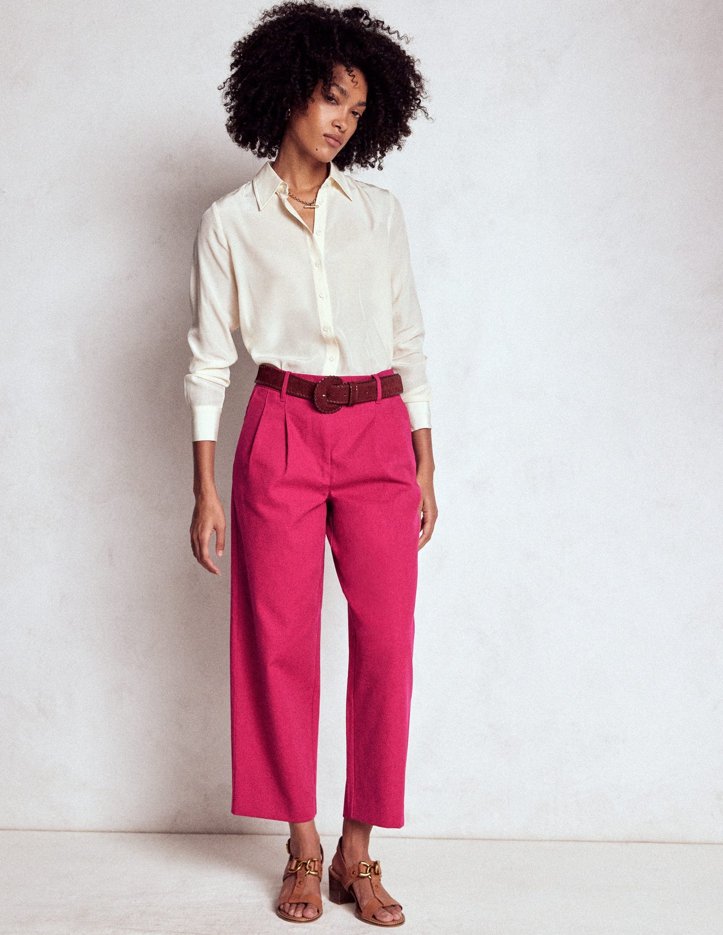 Boden Bloomsbury Cotton Pants - Bright Cherry