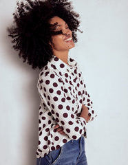 Boden Sienna Cotton Shirt - Deep Wisteria, Spots