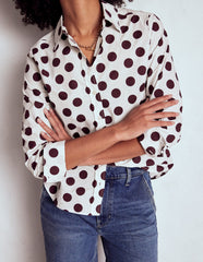 Boden Sienna Cotton Shirt - Deep Wisteria, Spots