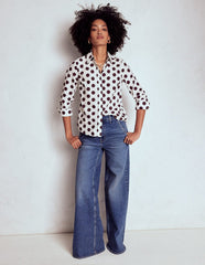 Boden Sienna Cotton Shirt - Deep Wisteria, Spots