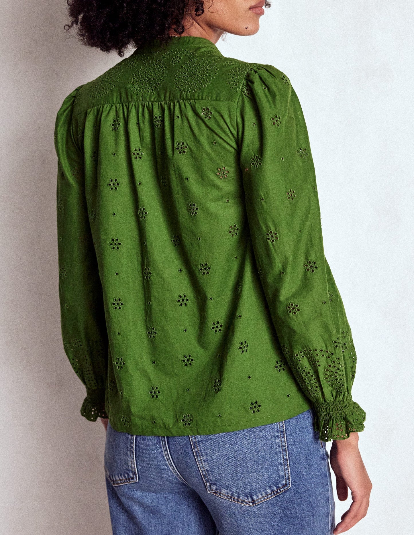 Boden Alice Broderie Top - Promenade Green