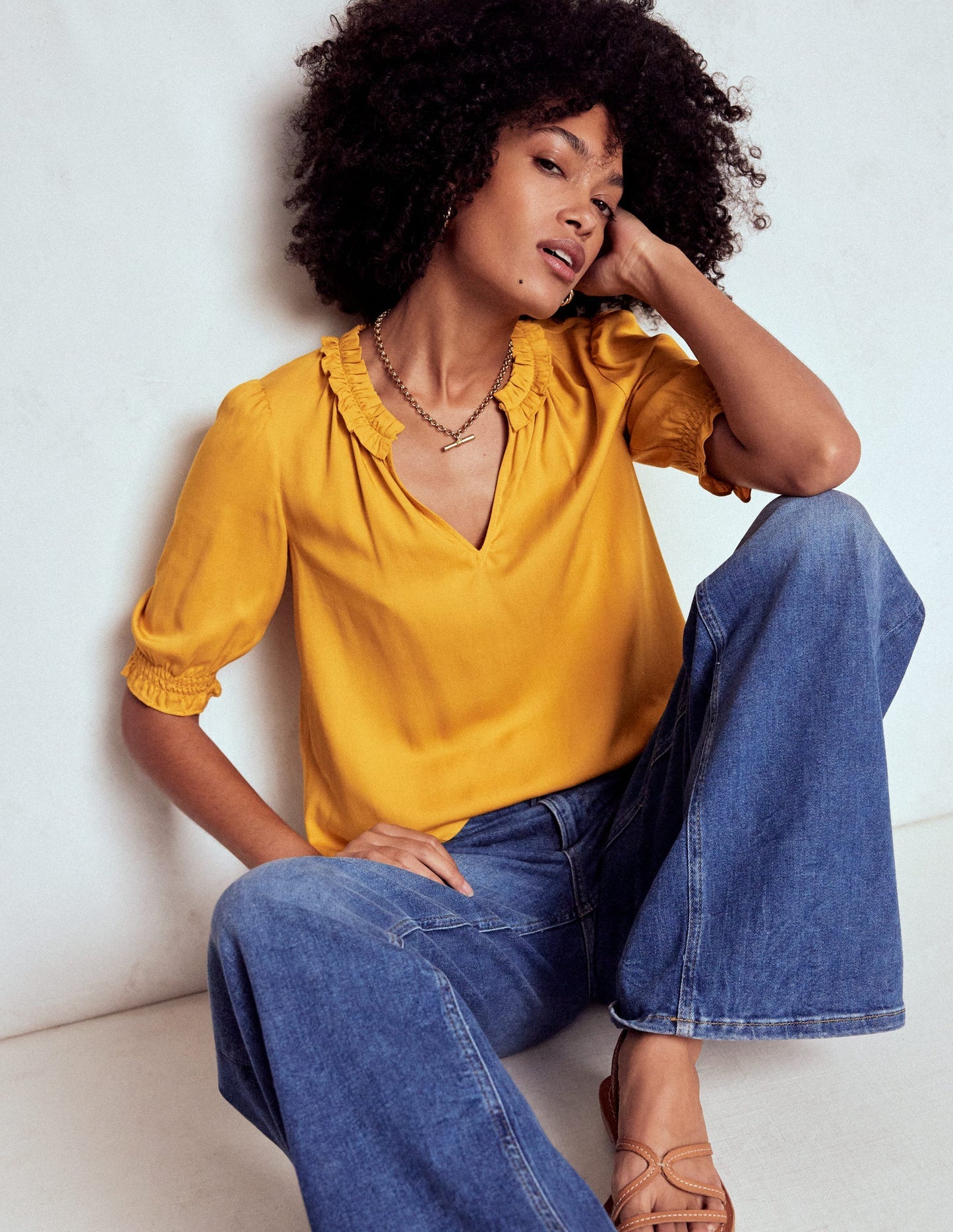 Boden Ria Short Sleeve Top - Golden Rye