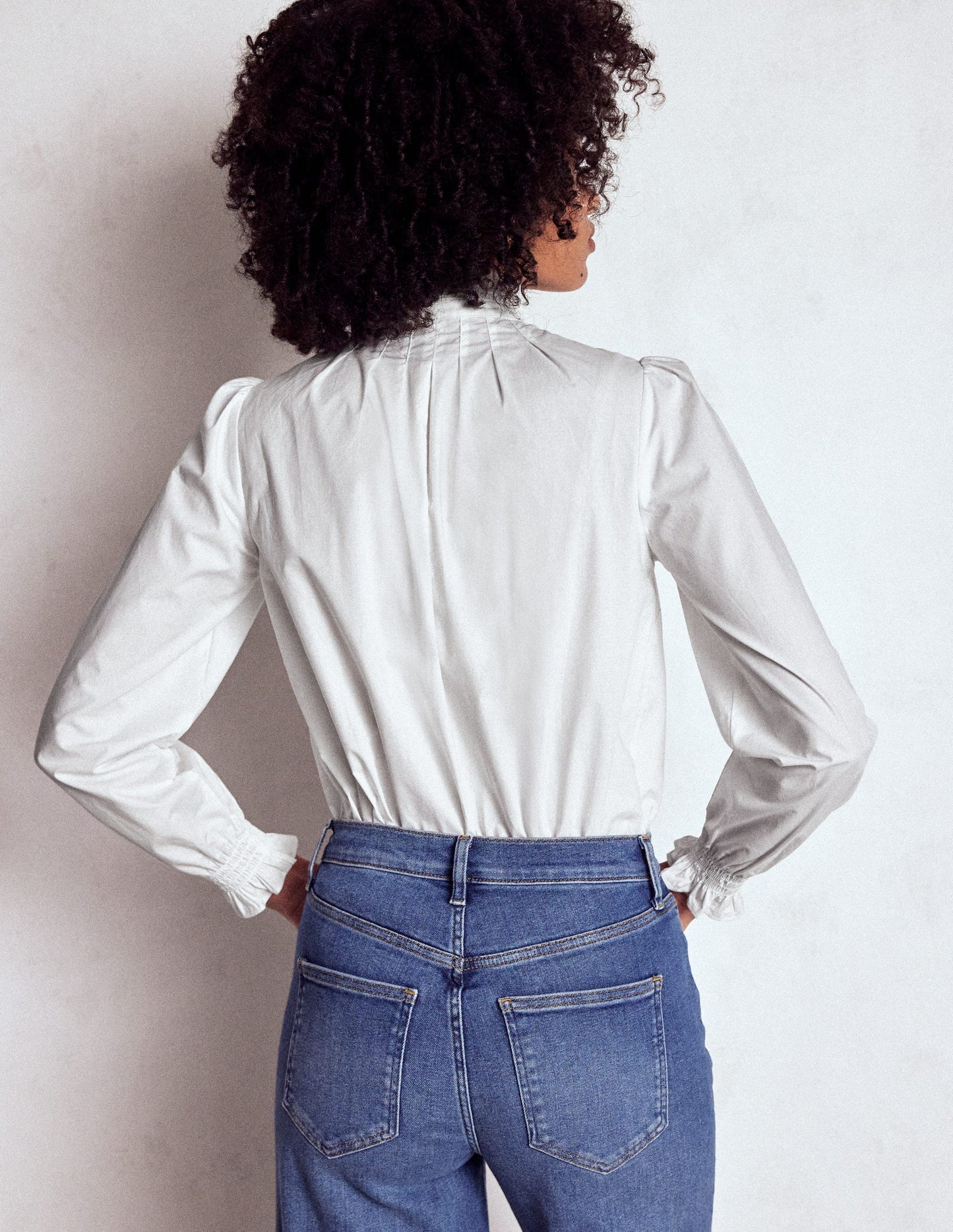 Boden Lorna Pleated Cotton Top - White