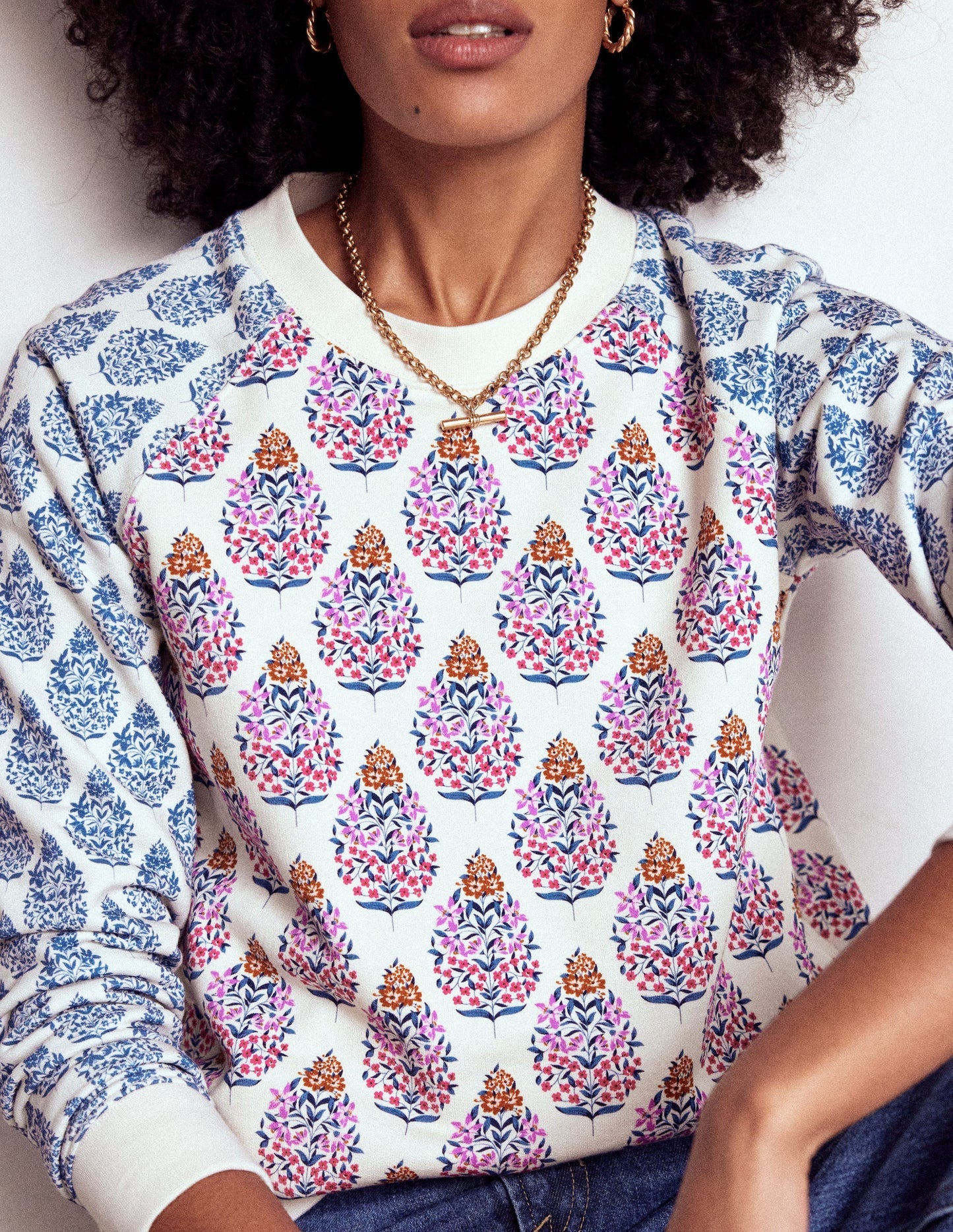Boden Rosa Printed Sweatshirt - Multi, Wildflower Bouquet